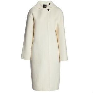 NWT Theory Clean Duffle Hooded Wool Coat Ecru M